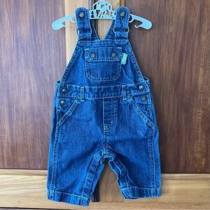 Vintage y2k Gymboree Baby Boy Embroidered Frog Denim Overalls 6M